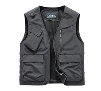 Chaleco utilitario sin mangas para hombre, ajuste regular, múltiples bolsillos frontales, capa ligera para pesca, viajes, ropa de trabajo, fotografía, camping y trajes casuales inteligentes de fin de