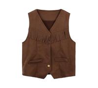 Chaleco Vaquera Niña Niño, Chaleco Cowboy Niña Hippie Disfraz Vaquera Chalecos Vaqueros Flecos 3-12 Años Rockero Carnaval, Halloween, Oktoberfest, Festival