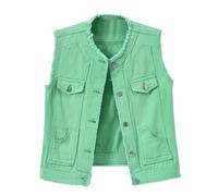 Chaleco Vaquero Informal Femenino con Corte Ajustado Sin Mangas Ligero y Elegante para Uso Diario (Green, XXL) #28