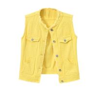 Chaleco Vaquero Informal Femenino con Corte Ajustado Sin Mangas Ligero y Elegante para Uso Diario (Yellow, XXXL) #28