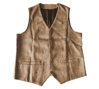 Chaleco vaquero para hombre, de ante, clásico, sin planchado | Traje Chaleco Hombres 70 Carnaval Oktoberfest Disfraz Boda y Fiesta Chaleco de Cuero Cuello en V Chaleco de Invierno Cálido