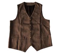 Chaleco vaquero para hombre, de ante, clásico, sin planchado | Traje Chaleco Hombres 70 Carnaval Oktoberfest Disfraz Boda y Fiesta Chaleco de Cuero Cuello en V Chaleco de Invierno Cálido