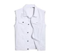Chaleco vaquero para hombre, sin mangas, ajustado, deformable, vaquero, chaqueta vaquera, atractivo, sin mangas, para el trabajo, resistente al, Chaqueta Senderismo Chaqueta Hombre Acolchada Ligera