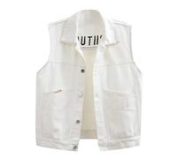 Chaleco vaquero para mujer, sin mangas, con botones, cuello bajo, botones, chaleco vaquero, informal, clásico, chaleco vaquero, chaquetas 2025, ropa de calle moderna, chaleco de entretiempo con