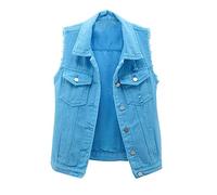 Chaleco vaquero para mujer Tallas grandes: chaqueta vaquera de gran tamaño, color negro, sin mangas, chaqueta de entretiempo de verano, chaquetas de mezclilla acanaladas con botones, vaqueros,