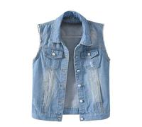 Chaleco Vaquero Punk para Mujer - Remaches Negros, Tallas Grandes, Sin Mangas, Oversized, Ligero de Verano, Elegant