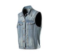 Chaleco Vaquero Sleeveless Jacket Blue Denim Vest Cowboy Jeans(4XL)