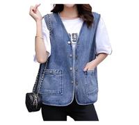 Chaleco Vaquero Women Denim Vest Waistcoat Female Loose Coat Thin Cowboy Top(5XL)