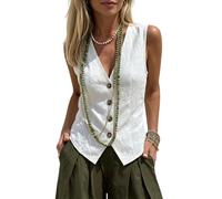 Chaleco Vestir Mujer Chaleco De Lino Para Mujer Estilo Casual De Negocios Ideal Para Vacaciones Chaleco De Lino Sintético Sin Mangas Con Botones Tipo Blazer Top Sin Mangas Ligero Para Verano Chalec