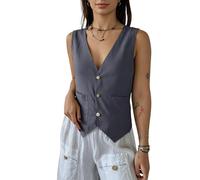 Chaleco Vestir Mujer Chaleco De Lino Para Mujer Informal Sin Mangas Con Botones Blazer De Lino Top Sin Mangas Ligero De Verano Con Cuello En V Chaqueta Chaleco Con Bolsillo Traje De Oficina Informal