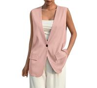 Chaleco Vestir Mujer Chaleco Largo Para Mujer Blazer Sin Mangas Chalecos De Oficina Elegante Cuello En V Chaqueta De Un Botón Chaleco Largo Abrigo Largo Ligero Ropa De Abrigo Informal De Negocios D