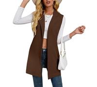 Chaleco Vestir Mujer Chaleco Largo Para Mujer Sin Mangas Tipo Blazer Con Frente Abierto Abrigo Largo Tipo Gabardina Elegante De Color Liso Ligero Para Chaqueta Chalecos Primavera Verano Ropa De Abri