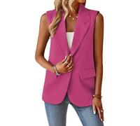 Chaleco Vestir Mujer Chaquetas Tipo Blazer Sin Mangas Para Mujer Chalecos Largos De Oficina Chalecos De Traje Casuales Ligeros De Un Botón Chaleco De Solapa Con Muesca Cárdigan Abierto Por Delante