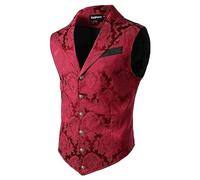 Chaleco victoriano para hombre, corte ajustado, estilo gótico, traje medieval, chaleco steampunk, disfraz de Halloween, boda, chaleco tradicional para hombre, rojo, L