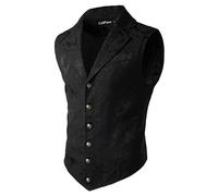 Chaleco victoriano para hombre, corte ajustado, estilo gótico, traje medieval, chaleco steampunk, disfraz de Halloween, boda, chaleco tradicional para hombre, negro, L