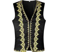 Chaleco Victoriano Steampunk para Hombre, Chaleco Árabe Bordado Dorado, Chaleco Gótico Medieval, Chaleco Informal con Cuello En V, Traje De Ópera De Graduación para Hombre