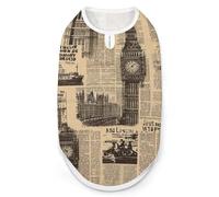 Chaleco Vintage de periódico Antiguo de Londres para Mascotas, Ropa fácil de Usar para Perros pequeños, para Paseos Diarios (Talla M)
