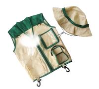 Chaleco y sombrero de explorador infantil | Conjunto de exploración al aire libre - Kit de explorador chaqueta y sombrero para actividades al aire libre senderismo selva picnic safari jardín zoológico