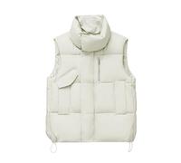Chalecos acolchados de cuello alto para mujer, chaleco acolchado sin mangas, chaleco térmico de moda, chaquetas acolchadas de color sólido, bolsillos con cremallera, ropa exterior de ajuste holgado