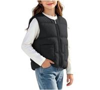 Chalecos acolchados sin mangas para niños y niñas, chaleco acolchado de | Chaqueta de cuello alto resistente al viento, chalecos ligeros con cremallera, abrigos cálidos, bolsillos para niños de 3 a