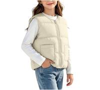 Chalecos acolchados sin mangas para niños y niñas, chaleco acolchado de | Chaqueta de cuello alto resistente al viento, chalecos ligeros con cremallera, abrigos cálidos, bolsillos para niños de 3 a