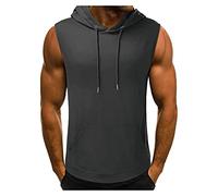 Chalecos Ajustados Masculinos con Capucha Abierta Gym Sin Mangas T-Shirts Chaleco para Correr Entrenamiento Tank Top Vintage Estampado Playa Camisetas De Correr Ranspirable