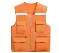 Chalecos de alta visibilidad, Alta visibilidad, seguridad con múltiples bolsillos. Venta al por mayor. Trabajos aire libre. Se adapta a la construcción voluntaria(Orange,XXXL)