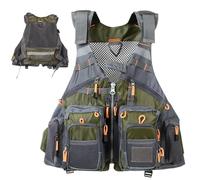 Chalecos de Pesca para Hombres con 13 Bolsillos Oliva Verde Transpirable Maldito Chaleco de Pesca con Rayas Reflectantes y Correas Ajustables Chaleco de Pesca con Mosca, tamaño Promedio, Chalecos de