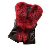 Chalecos de Piel Sin Mangas para Mujer Chaqueta de Lana de Piel Sintética Sin Mangas Cuello de Piel Sintética Chaleco Cálido de Invierno Abrigo Parka Chaleco para s