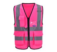 Chalecos de seguridad A-SAFETY rosas para mujer, chaleco de seguridad laboral con bandas reflectantes, talla mediana