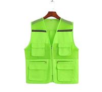 Chalecos de seguridad, Chaleco de seguridad de alta visibilidad con múltiples bolsillos, malla reflectante, multicolor, varios tamaños(Grün,Large)