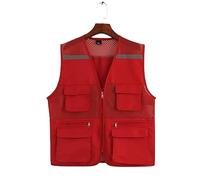 Chalecos de seguridad, Chaleco de seguridad de alta visibilidad con múltiples bolsillos, malla reflectante, multicolor, varios tamaños(Rosso,XXL)