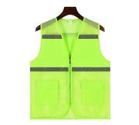 Chalecos de seguridad, Chaleco de seguridad de alta visibilidad for exteriores, con bolsillos de malla reflectante y cremallera, multicolor, varios tamaños.(Grün,X-Large)