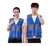Chalecos de seguridad, Chaleco de trabajo de alta visibilidad con cremallera de malla for exteriores, for hombre y mujer, con bolsillos, multicolor, varios tamaños.(Blu,4XL)
