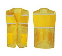 Chalecos de seguridad, Chaleco de trabajo de alta visibilidad con cremallera de malla for exteriores, for hombre y mujer, con bolsillos, multicolor, varios tamaños.(Giallo,4XL)