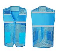 Chalecos de seguridad, Chaleco de trabajo de alta visibilidad con cremallera de malla for exteriores, for hombre y mujer, con bolsillos, multicolor, varios tamaños.(A,3XL)