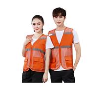 Chalecos de seguridad, Chaleco de trabajo de alta visibilidad con cremallera de malla for exteriores, for hombre y mujer, con bolsillos, multicolor, varios tamaños.(Oranje,X-Large)