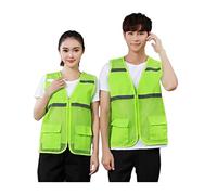 Chalecos de seguridad, Chaleco de trabajo de alta visibilidad con cremallera de malla for exteriores, for hombre y mujer, con bolsillos, multicolor, varios tamaños.(Grün,XXL)