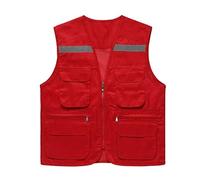 Chalecos de seguridad, Chaleco reflectante de seguridad de poliéster de alta visibilidad con barra plateada, multicolor, varios tamaños.(Rosso,XXL)