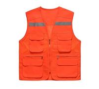 Chalecos de seguridad, Chaleco reflectante de seguridad de poliéster de alta visibilidad con barra plateada, multicolor, varios tamaños.(Oranje,Large)