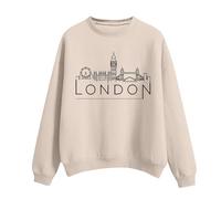 Chalecos deportivos con capucha con cuello redondo y estampado de Londres para mujer sudadera sin azul, beige, XL