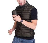 Chalecos Exteriores - Hombre Chaqueta De Pluma - Planicie Ligero Cálido Abrigo De Invierno Ejercito Verde S