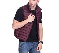 Chalecos Exteriores - Hombre Chaqueta De Pluma - Planicie Ligero Cálido Abrigo De Invierno Vino Rojo S