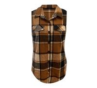 Chalecos Mujer Sin Mangas Largo Gilet Elegante Abrigo Largo a Cuadros Otoño | Chaleco cálido sin mangas para mujer, chaleco para correr, chaleco de ciclismo, informal, ligero, con tapeta de botones
