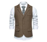 Chalecos para hombre, chaleco para hombre, para trabajo, negocios, cena, boda, fiesta, chalecos, vintage, clásico, doble botonadura, cuello con 2 bolsillos inferiores, chaleco inteligente casual para