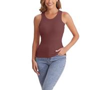 Chalecos para mujer con soporte para el pecho para mujer, color negro, cuello redondo, sin mangas, camisetas de gran tamaño, cuello redondo, chaleco básico, gimnasio, ropa activa, casual, camisetas de