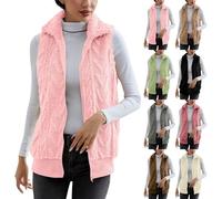 Chalecos para mujer elegante chaqueta de felpa de peluche sin mangas, chaleco de forro polar para mujer, cárdigan cálido, informal, monocolor, chaqueta cómoda, sin mangas, chaleco de plumón, chaleco