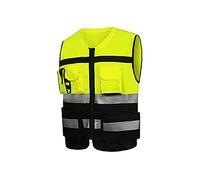 Chalecos reflectantes de alta visibilidad, Chaleco de seguridad para contratista de trabajo de seguridad reflectante de 2 bandas, Chaleco de trabajo al aire libre (1 paquete, amarillo, XL)