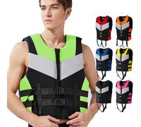 Chalecos Salvavidas De Neopreno para Adultos Y Niños, Chaleco De Natación Flotante De Ayuda A La Flotabilidad Ajustable para Hombres Y Mujeres De 48 A 110 Kg para Kayak Remo Natación(Black Green,M)
