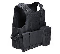 Chalecos Tácticos, Anfibio Chaleco táctico Militar Molle Chaleco Combate Asalto Placa Camuflaje Chaleco del Portador (Negro)